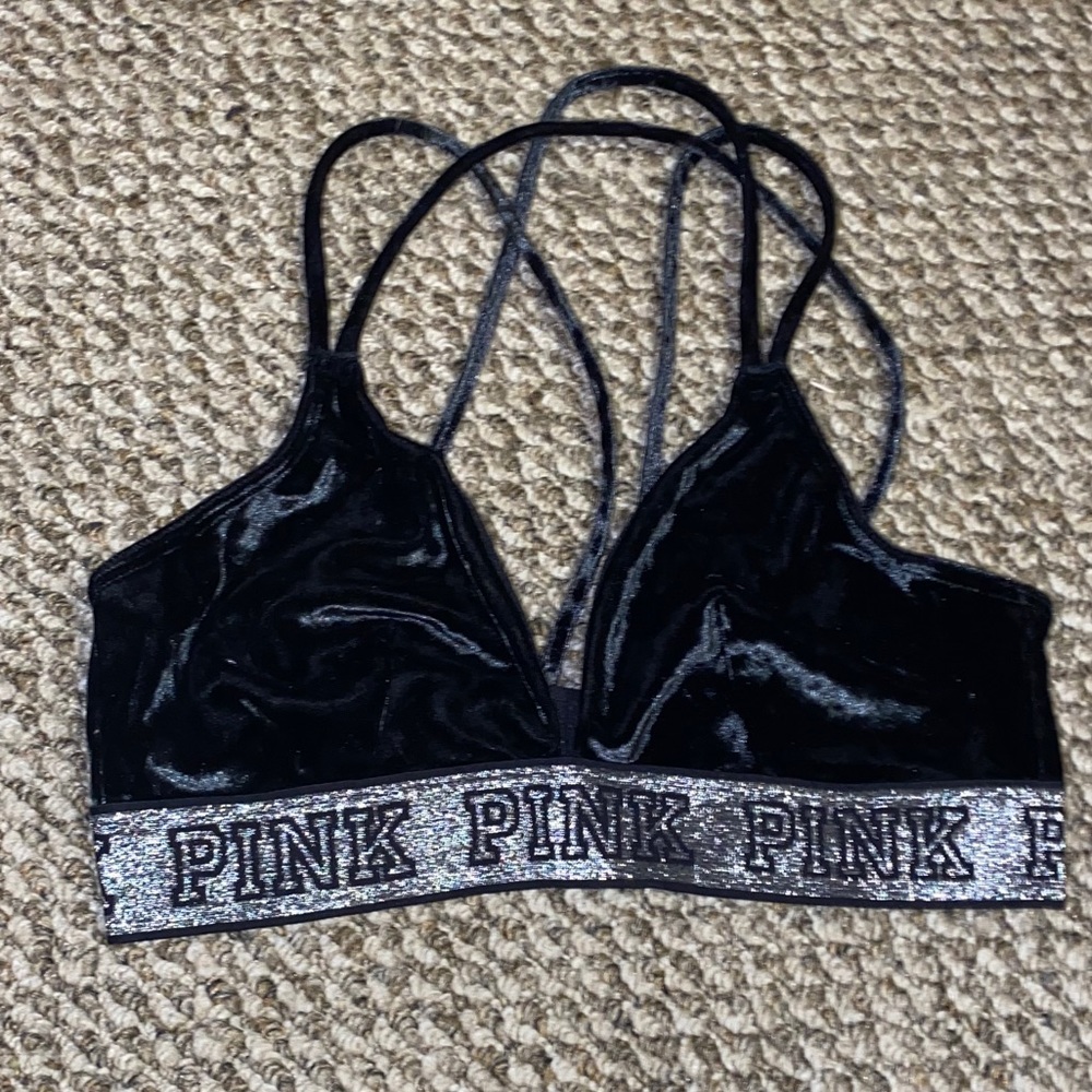 Pink velvet bralette
